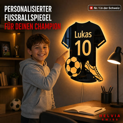 Personalisierter LED Fussball-Spiegel HELVIA SWISS