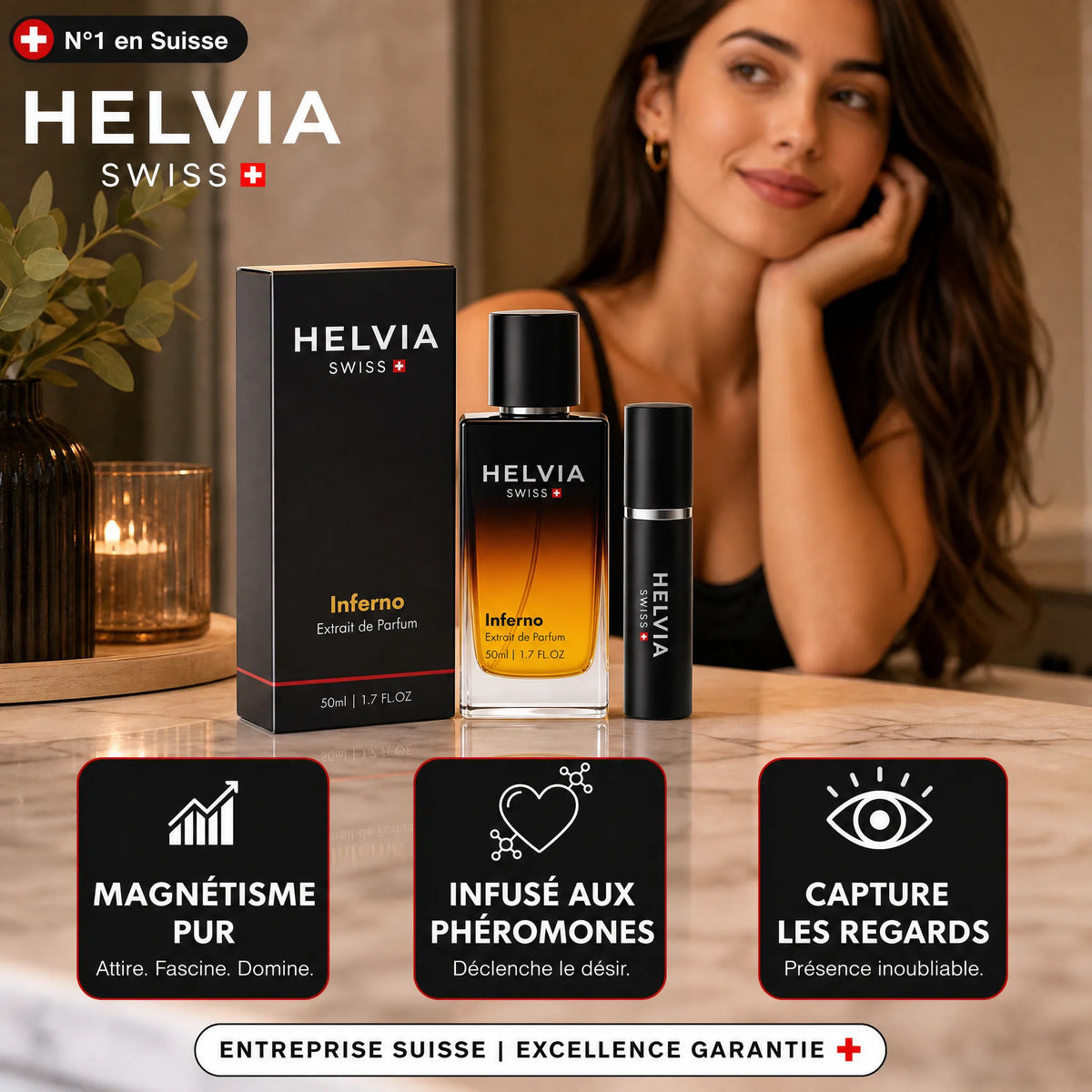 Inferno Parfum aux Phéromones pour Homme HELVIA SWISS