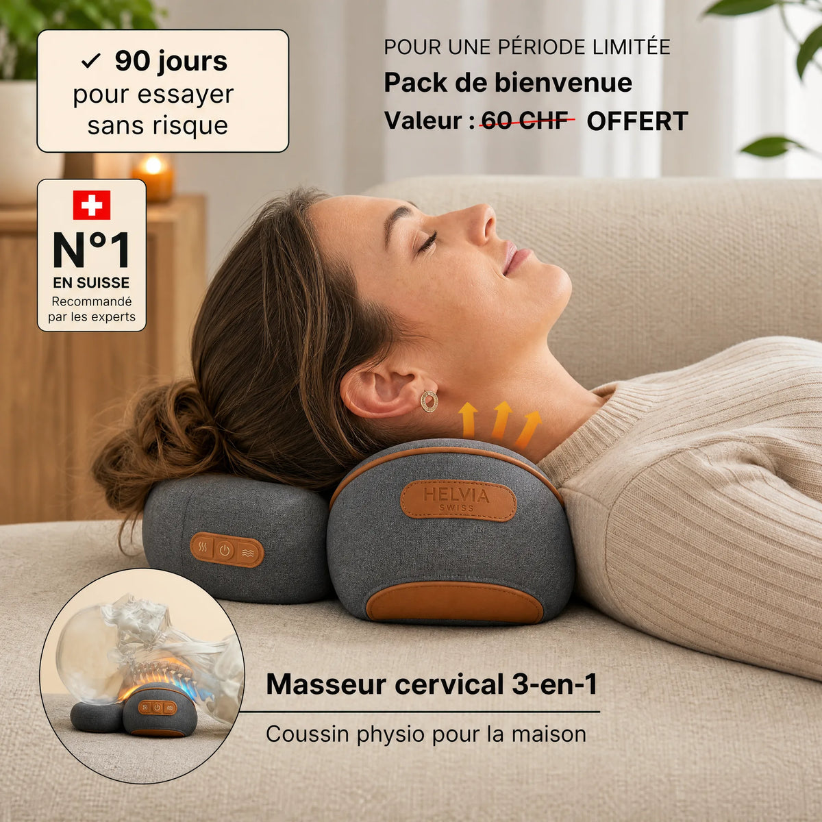 Masseur Cervical 3-en-1 HELVIA SWISS
