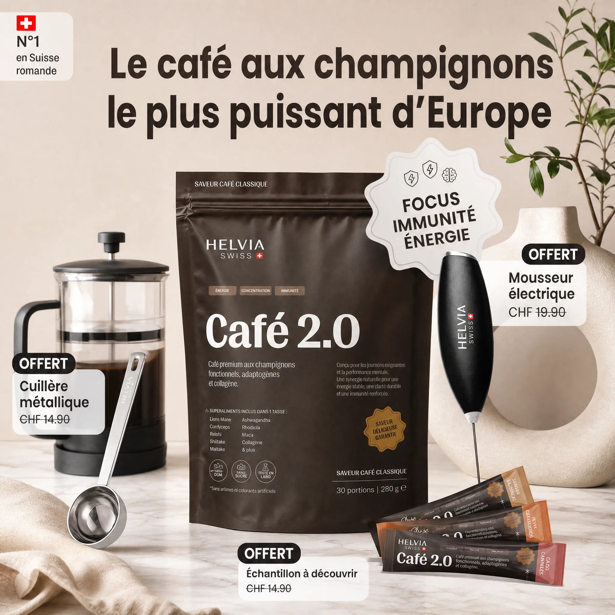 Coffee 2.0 — Café aux Champignons Fonctionnels HELVIA SWISS