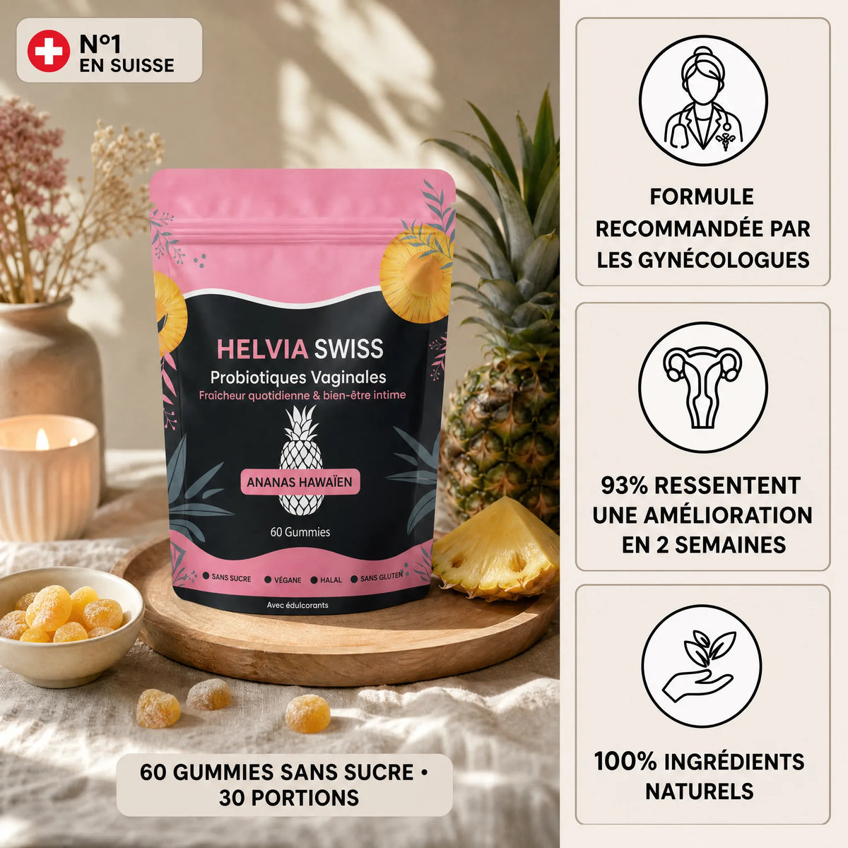 FemiFlore® – Gummies Probiotiques Intimes HELVIA SWISS