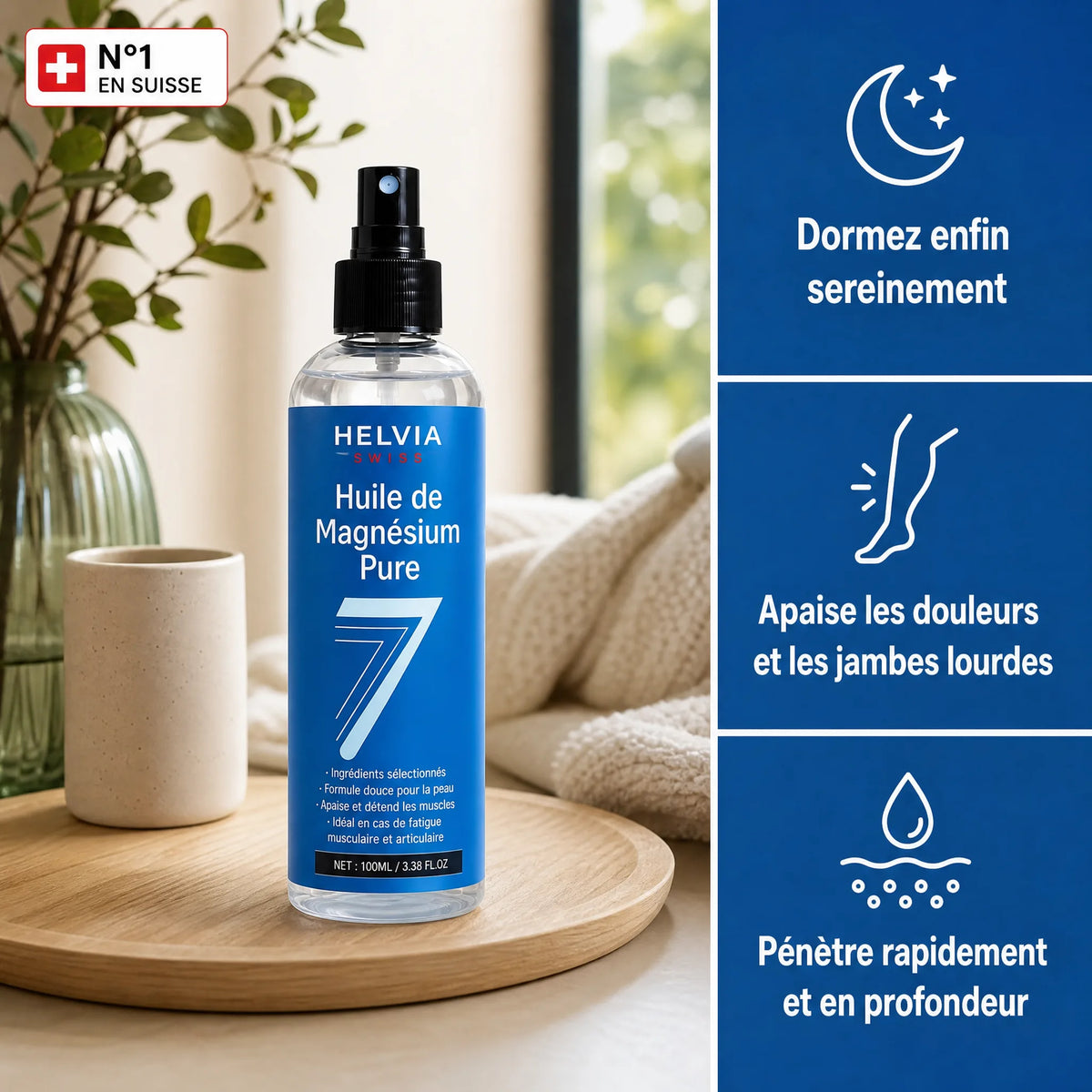 Spray Magnésium Pur Sommeil Profond HELVIA SWISS