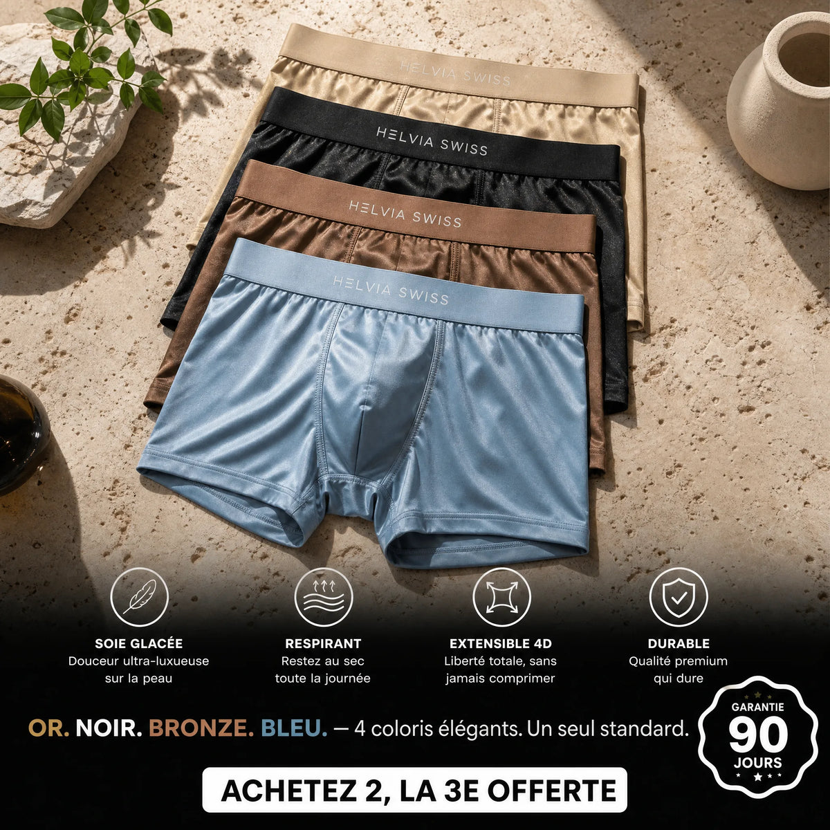 Boxer en Soie Premium Confort Absolu HELVIA SWISS