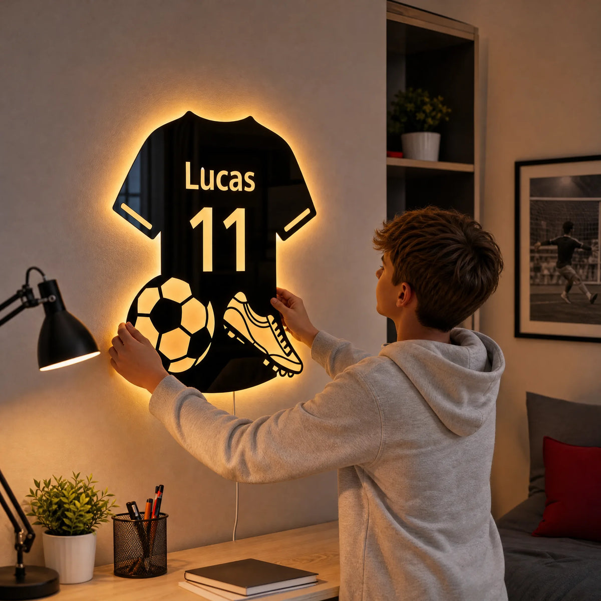 Personalisierter LED Fussball-Spiegel HELVIA SWISS