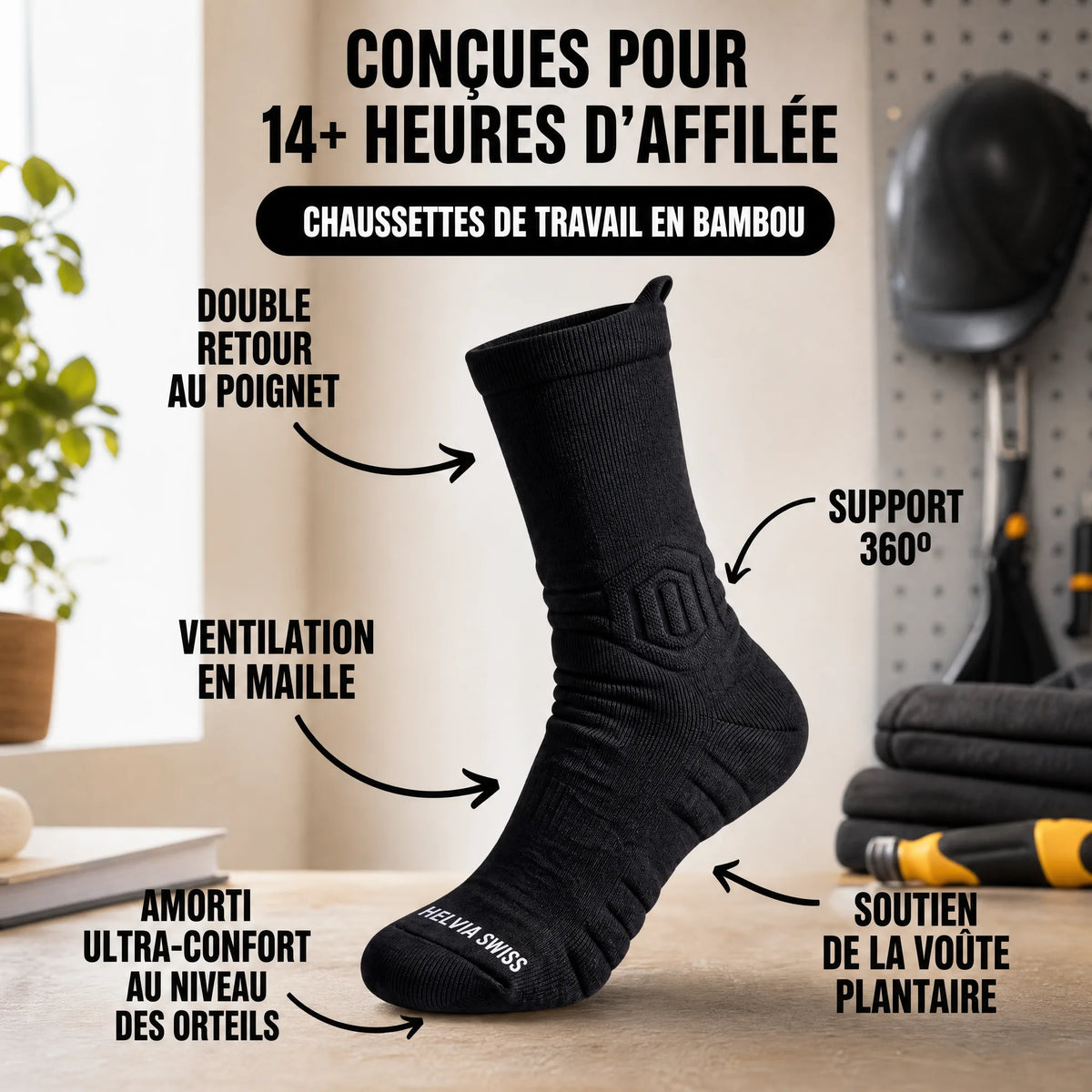 Chaussettes de Travail Bambou HELVIA SWISS