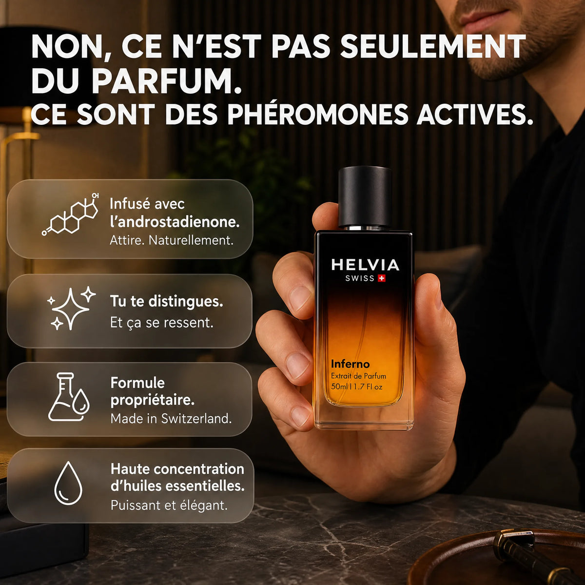 Inferno Parfum aux Phéromones pour Homme HELVIA SWISS