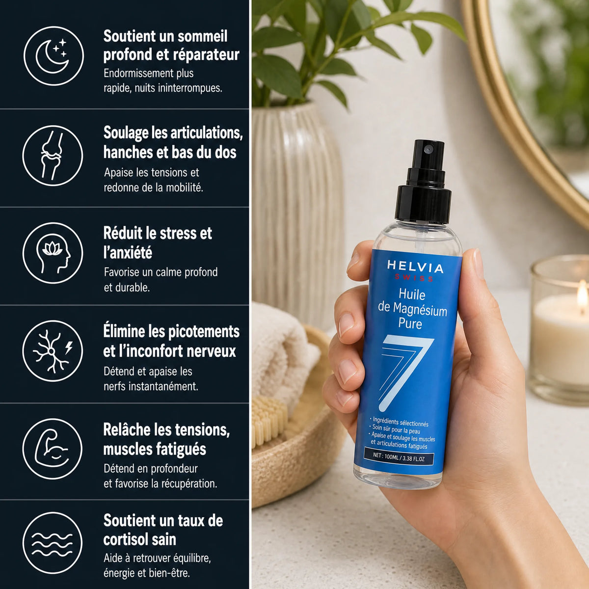Spray Magnésium Pur Sommeil Profond HELVIA SWISS