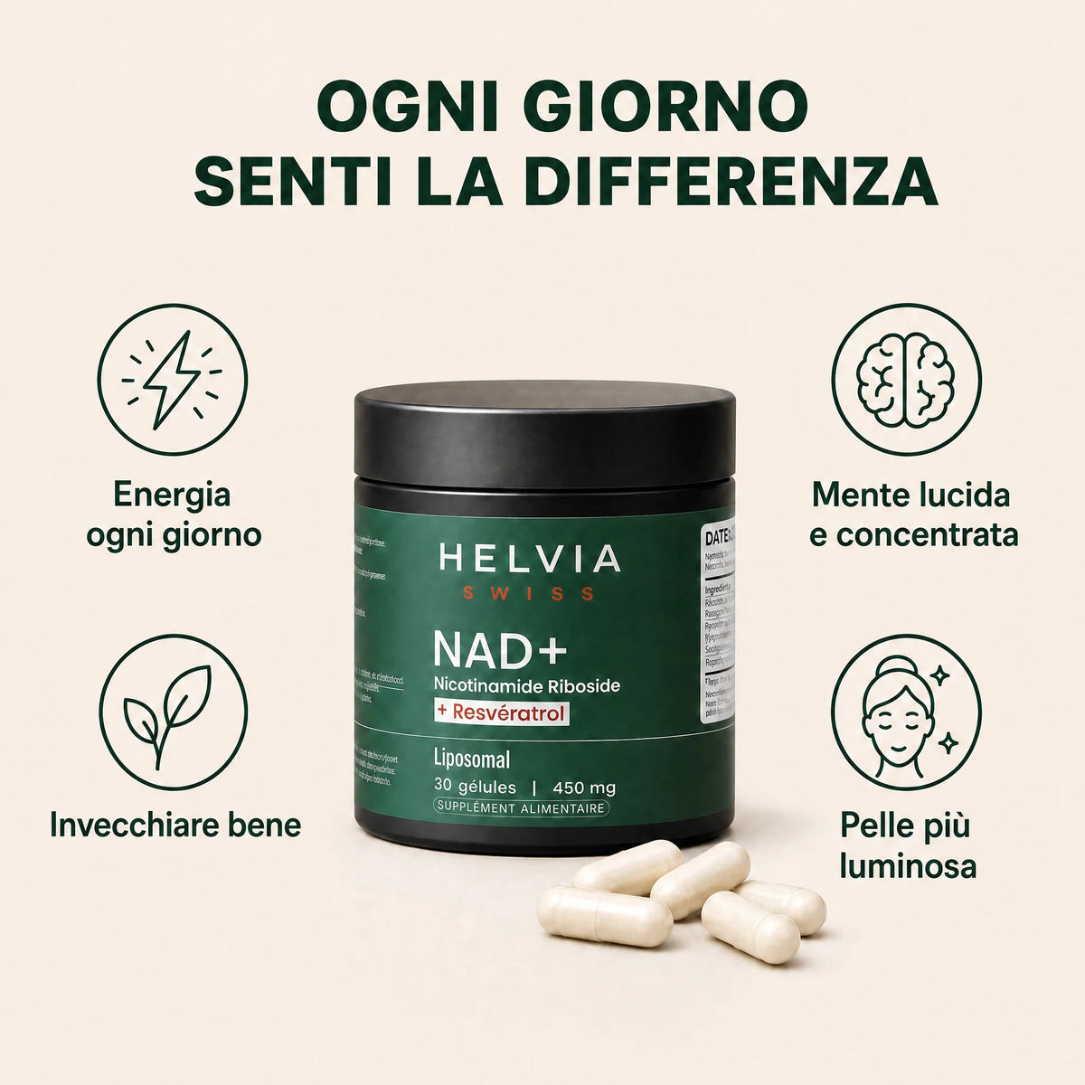 NAD+ Longevità Liposomale HELVIA SWISS