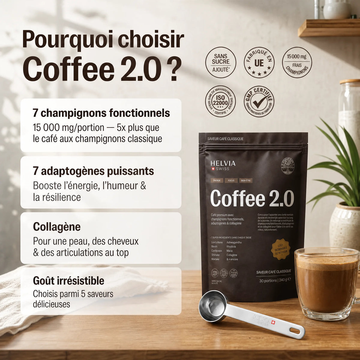 Coffee 2.0 — Café aux Champignons Fonctionnels HELVIA SWISS