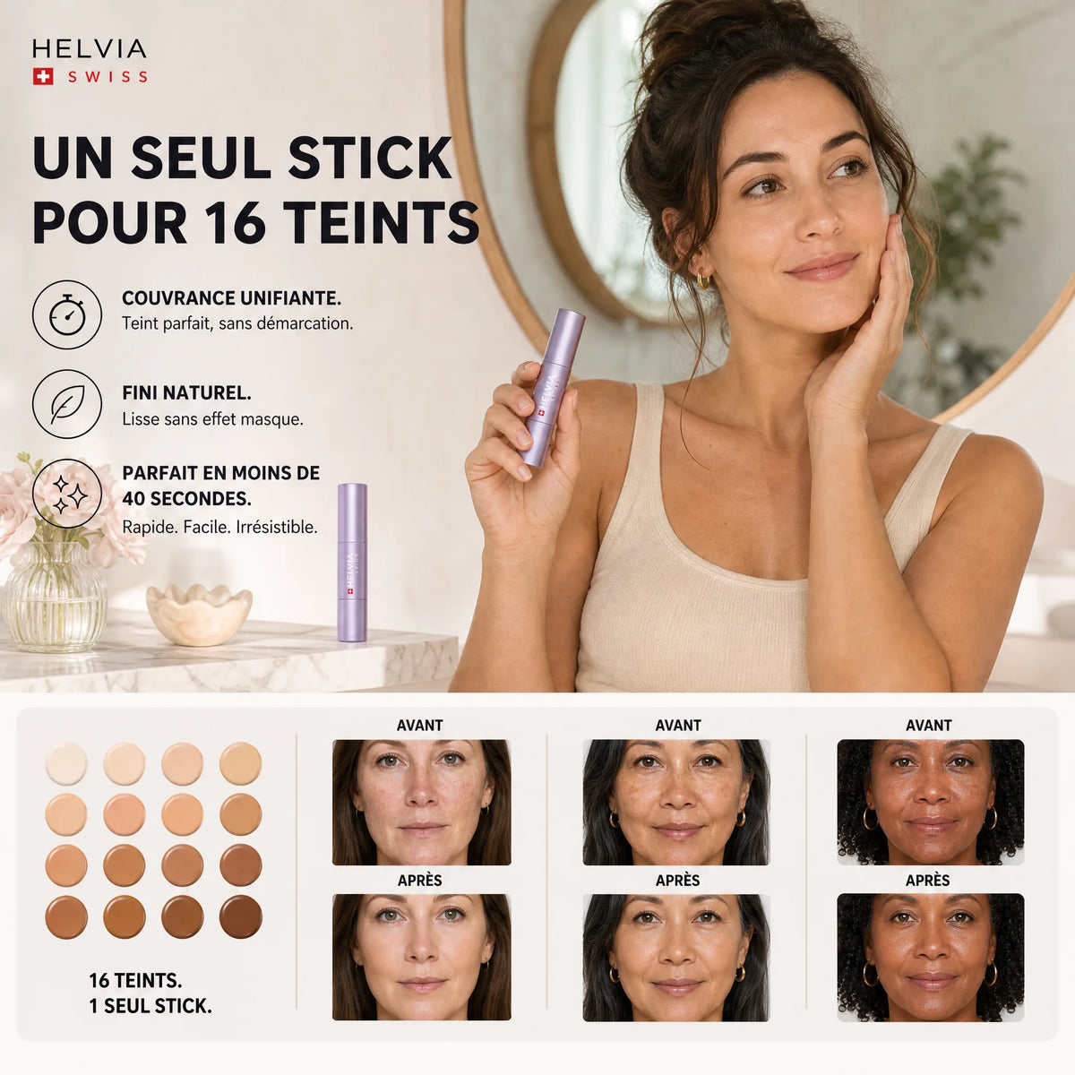 Stick Fond de Teint Caméléon HELVIA SWISS