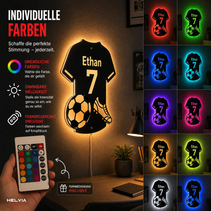 Personalisierter LED Fussball-Spiegel HELVIA SWISS