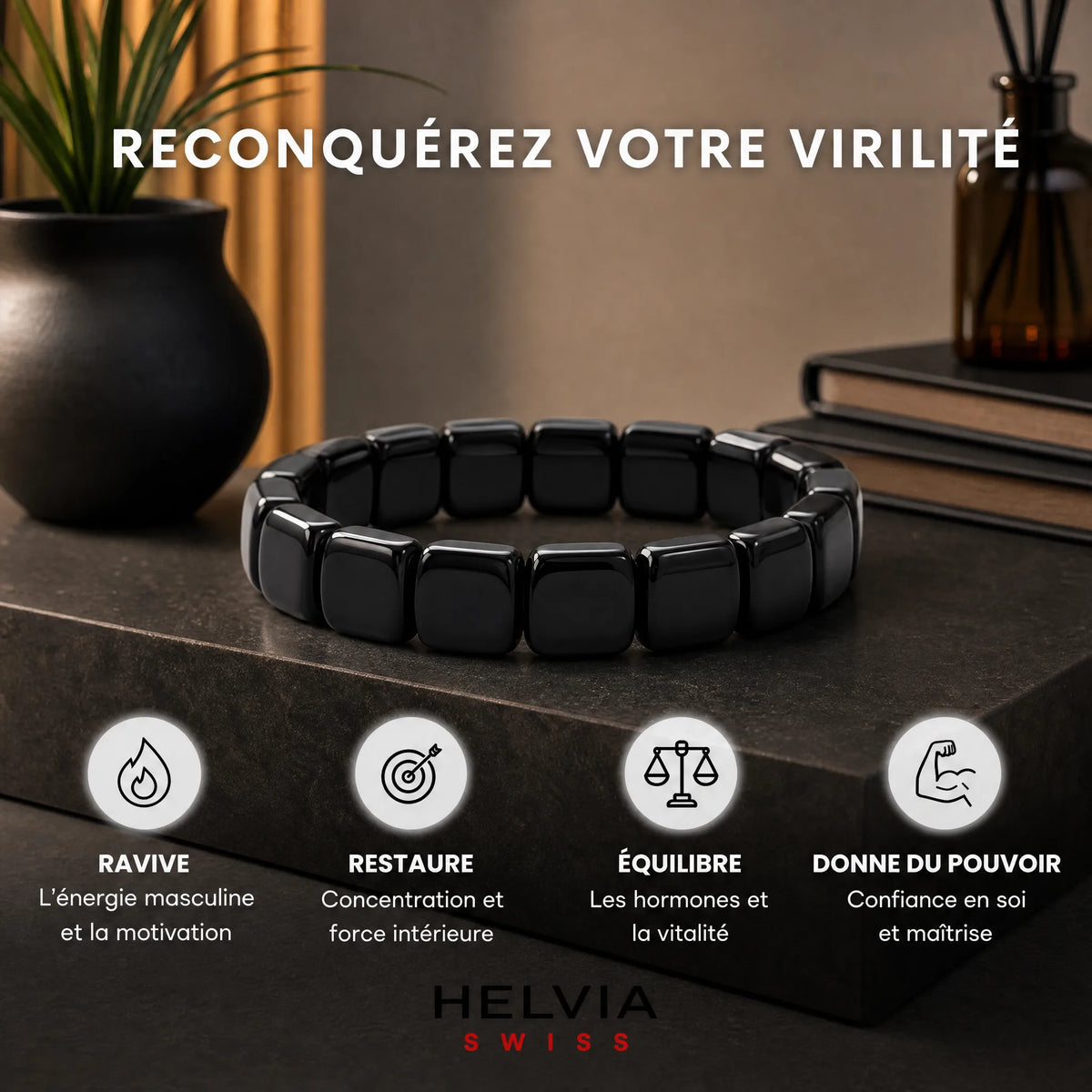 Bracelet Hématite Magnétique - HELVIA SWISS