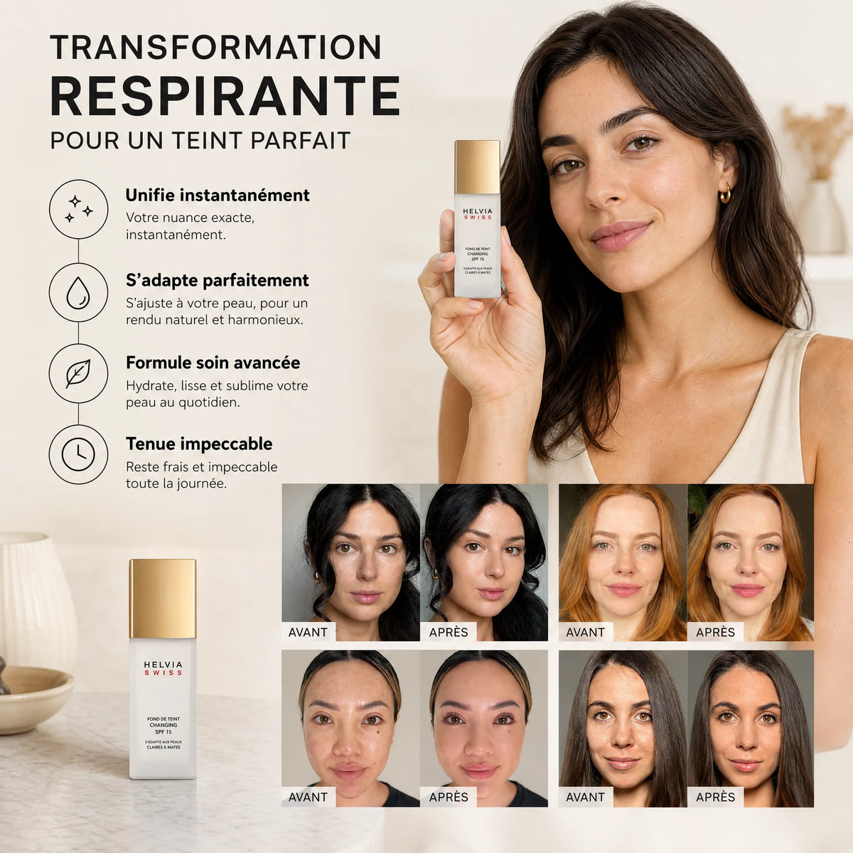 Fond de Teint Caméléon Adaptatif HELVIA SWISS