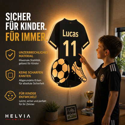 Personalisierter LED Fussball-Spiegel HELVIA SWISS