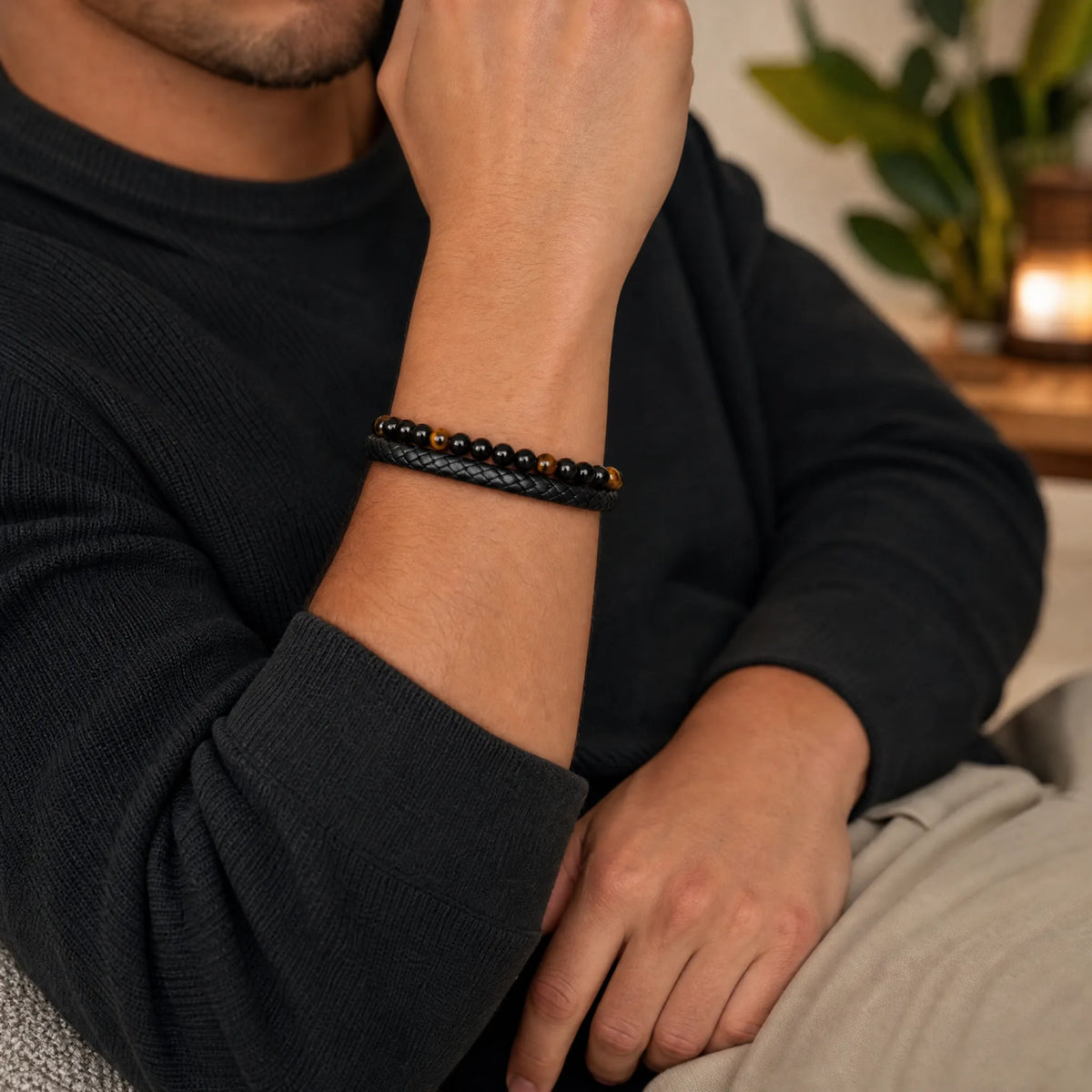 Bracelet Personnalisé Œil de Tigre « À Mon Fils » HELVIA SWISS