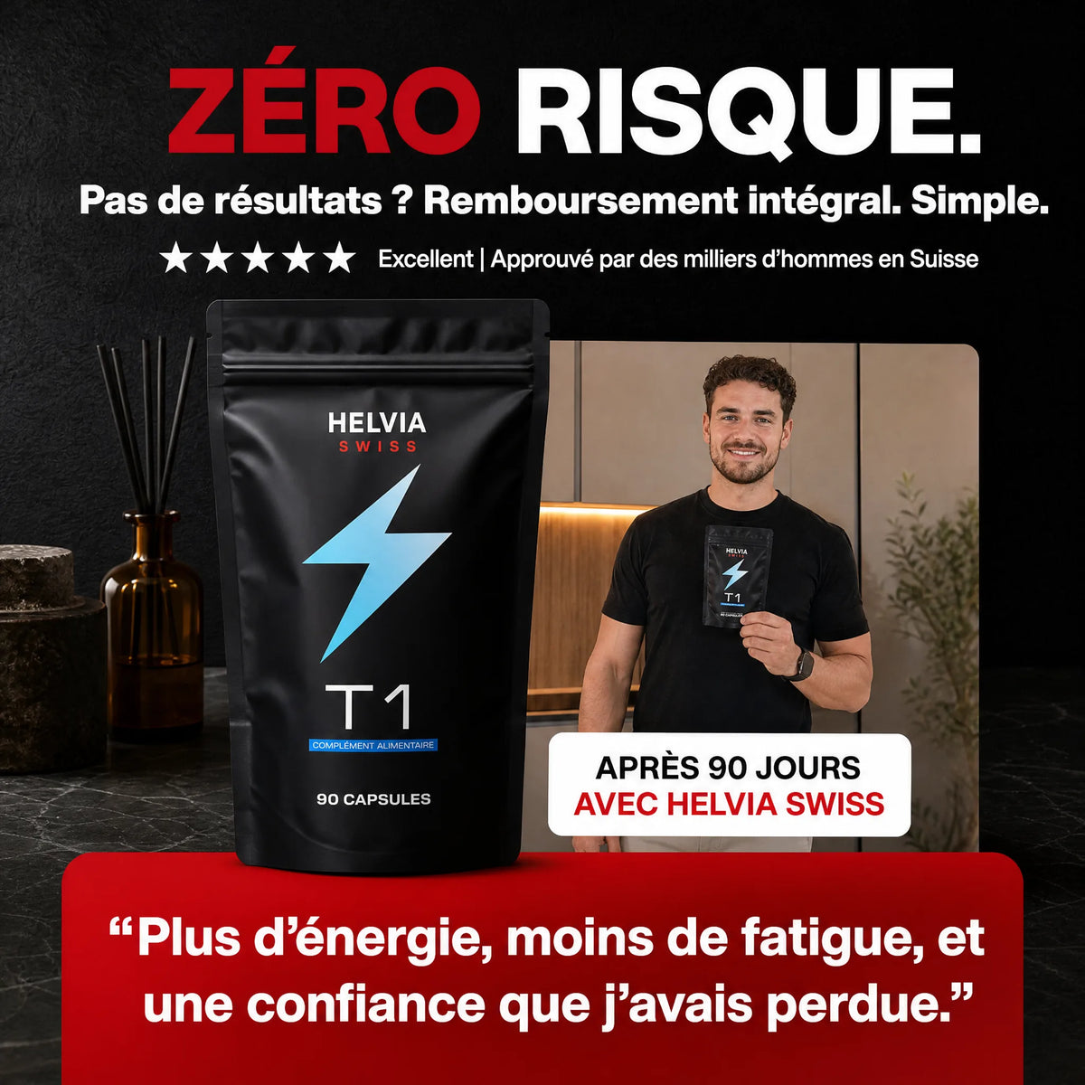 Complexe Testostérone Naturelle – 14 Actifs — Booster Naturel HELVIA SWISS