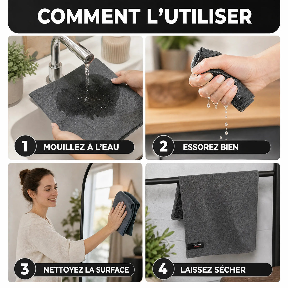 Lingettes Magiques en Microfibre (Lot de 5) HELVIA SWISS