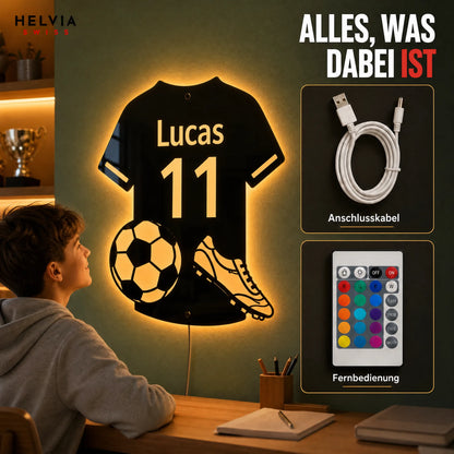 Personalisierter LED Fussball-Spiegel HELVIA SWISS