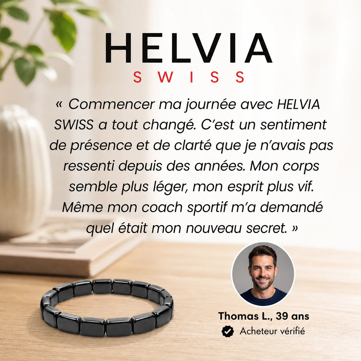 Bracelet Hématite Magnétique - HELVIA SWISS