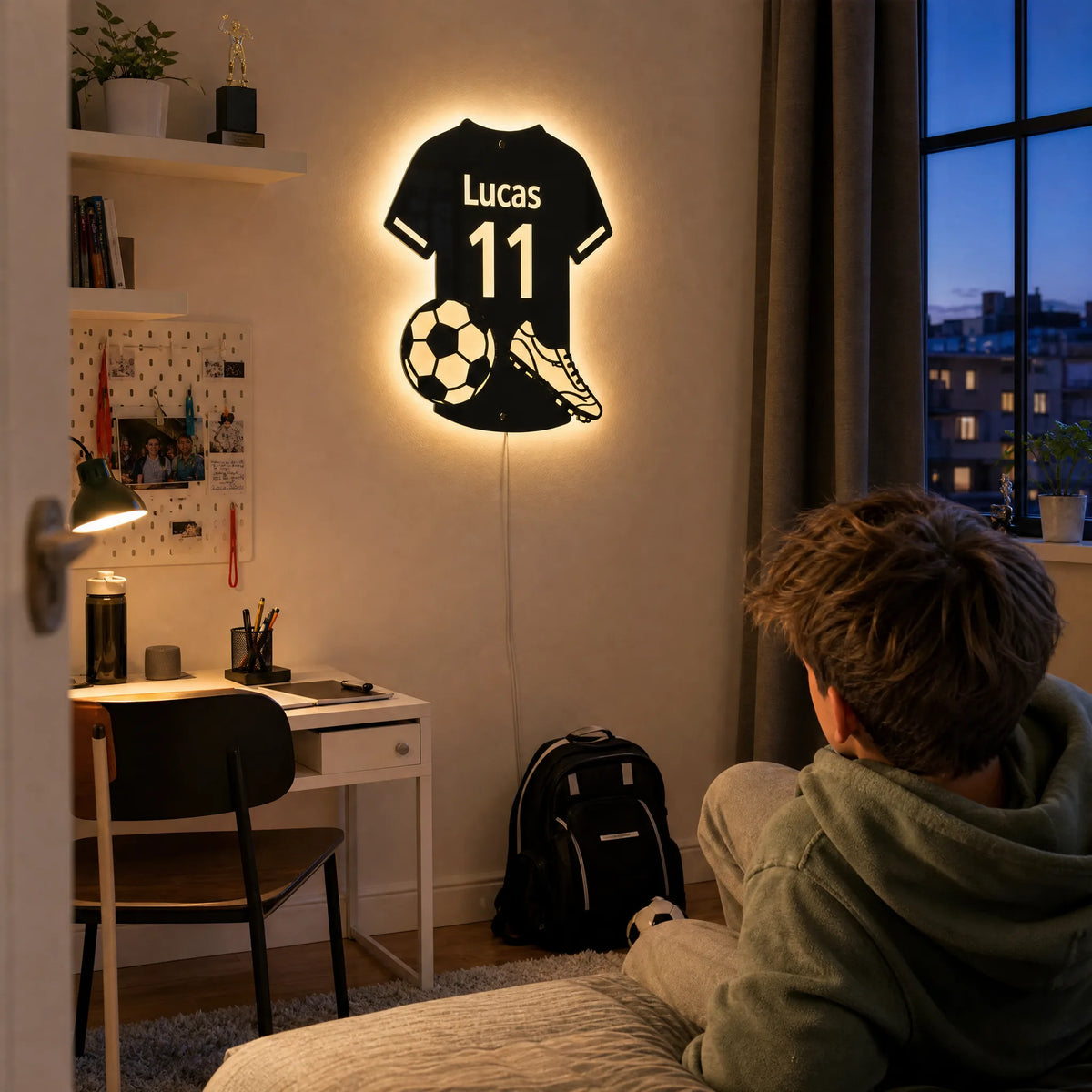 Personalisierter LED Fussball-Spiegel HELVIA SWISS