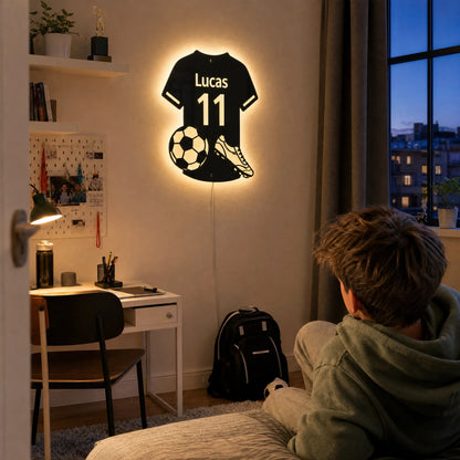 Personalisierter LED Fussball-Spiegel HELVIA SWISS