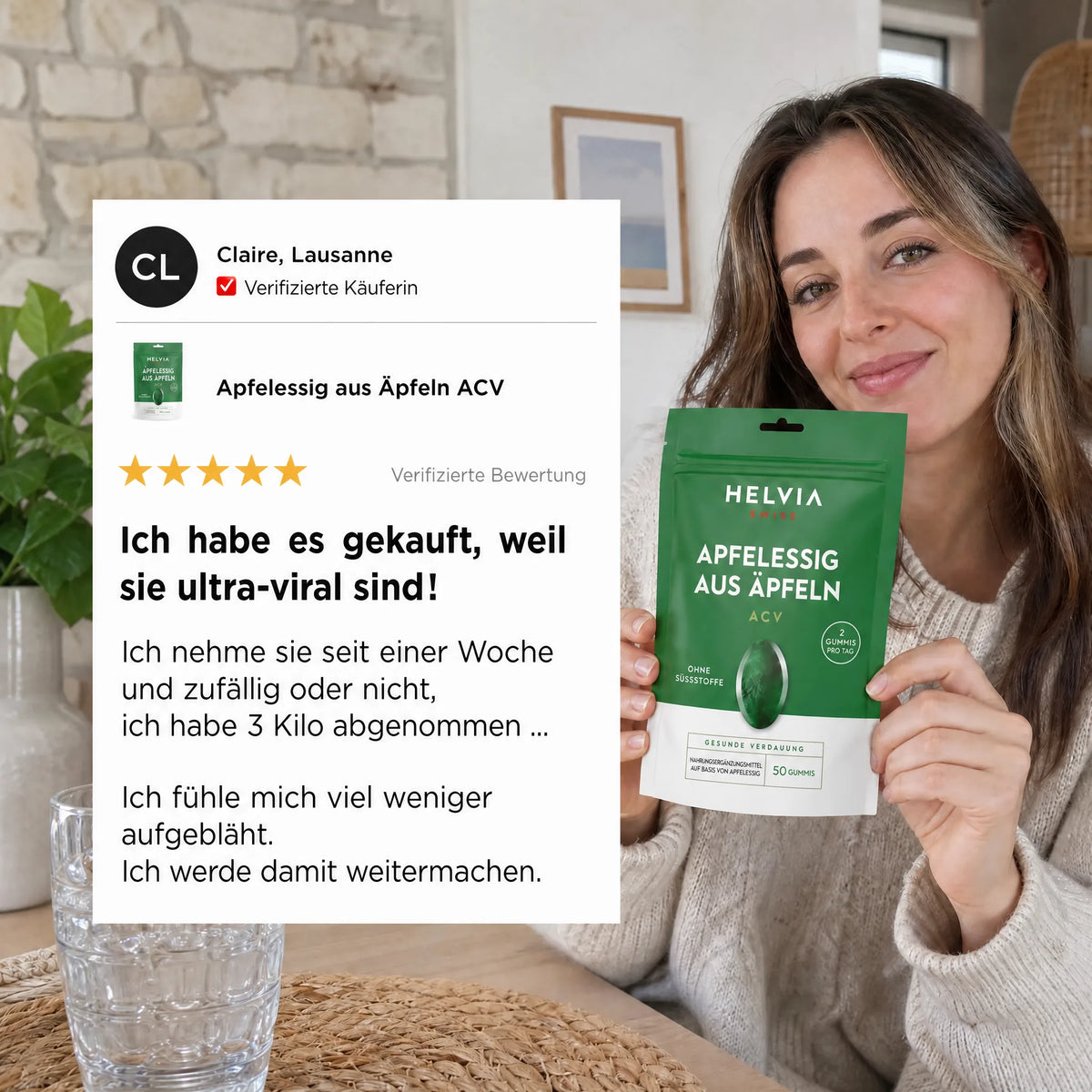 Apfelessig Gummies - Flacher Bauch & Verdauung HELVIA SWISS