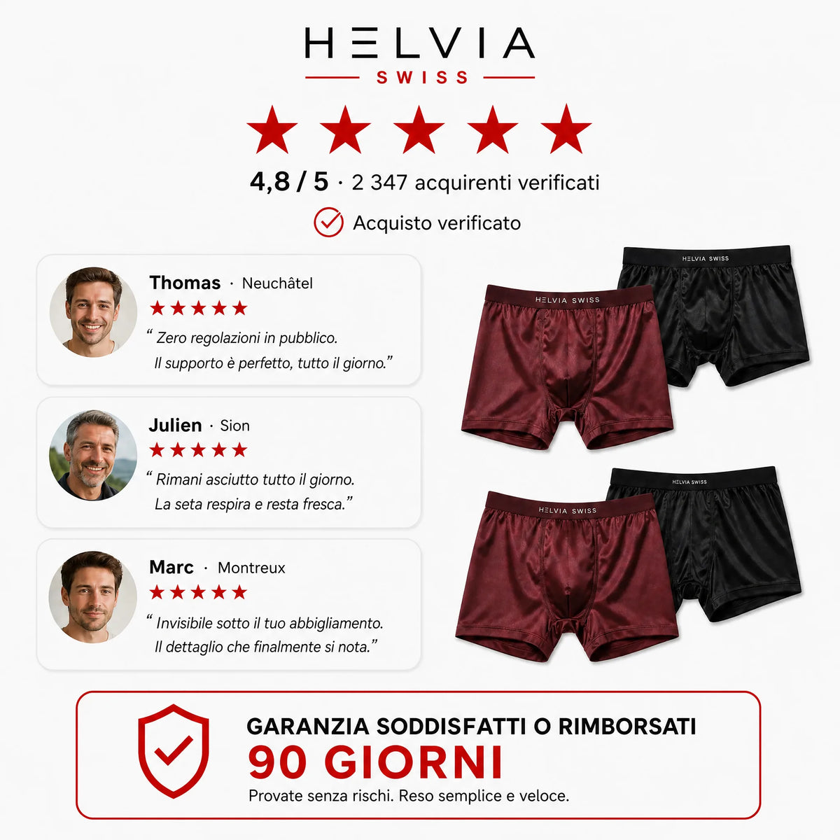 Boxer in Seta Premium Comfort Assoluto HELVIA SWISS