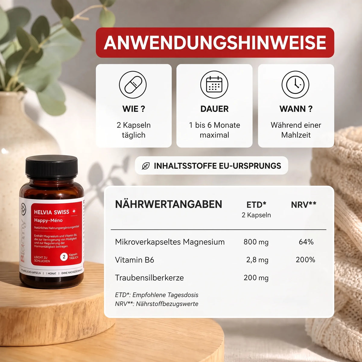 Happy-Méno — Gewichtsabnahme Wechseljahre HELVIA SWISS