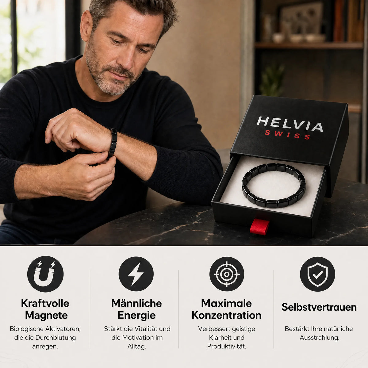 Magnetisches Hämatit-Armband - HELVIA SWISS