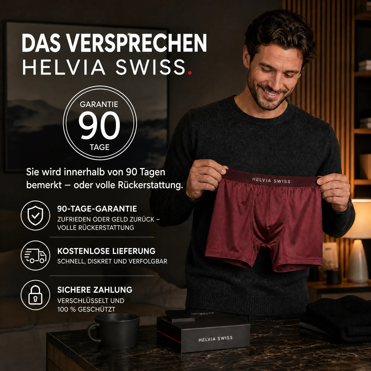 Boxer aus Premium-Seide Absoluter Komfort HELVIA SWISS