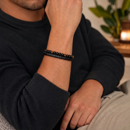 Personalisiertes Tigerauge-Armband „An Meinen Sohn" HELVIA SWISS