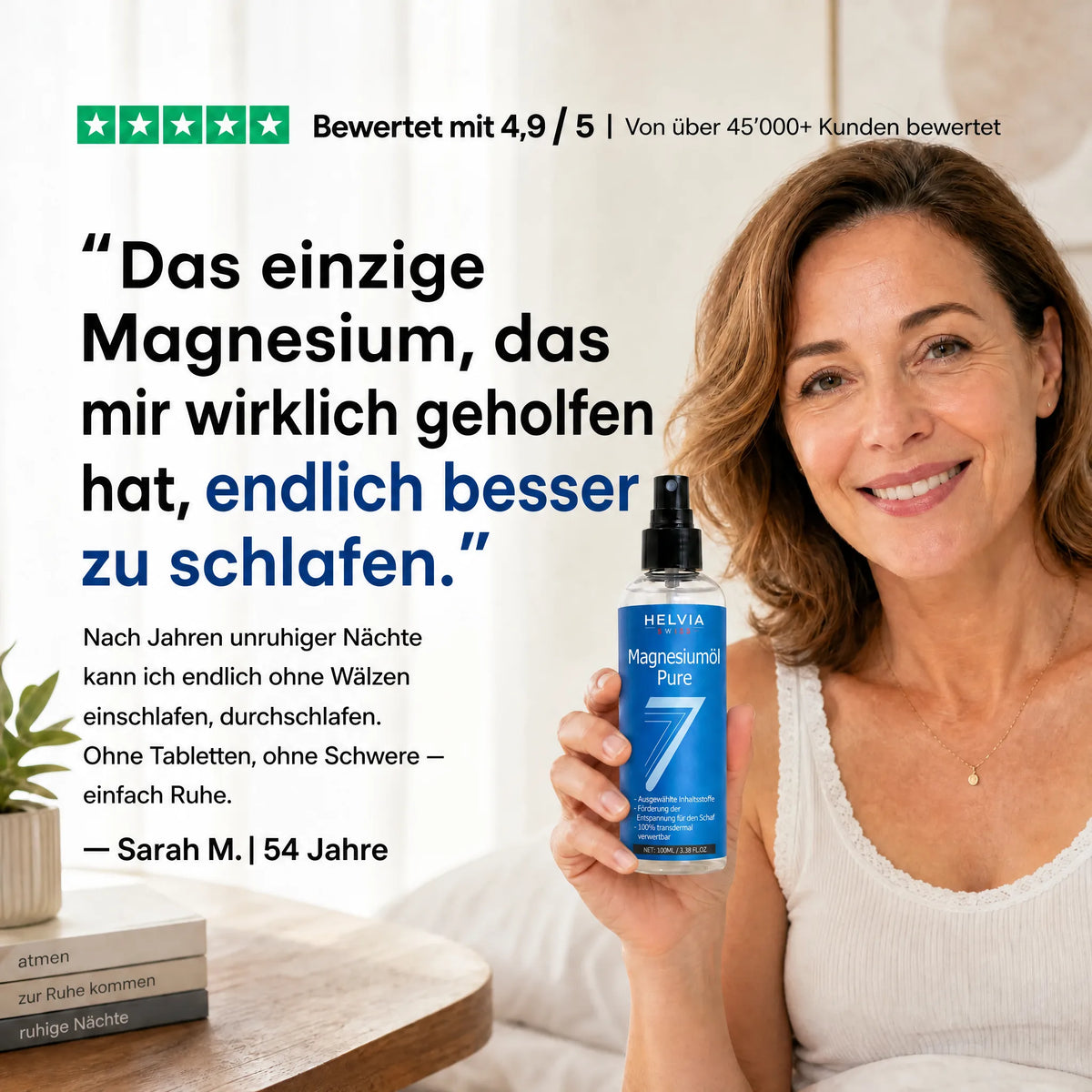 Reines Magnesium Spray Tiefer Schlaf HELVIA SWISS