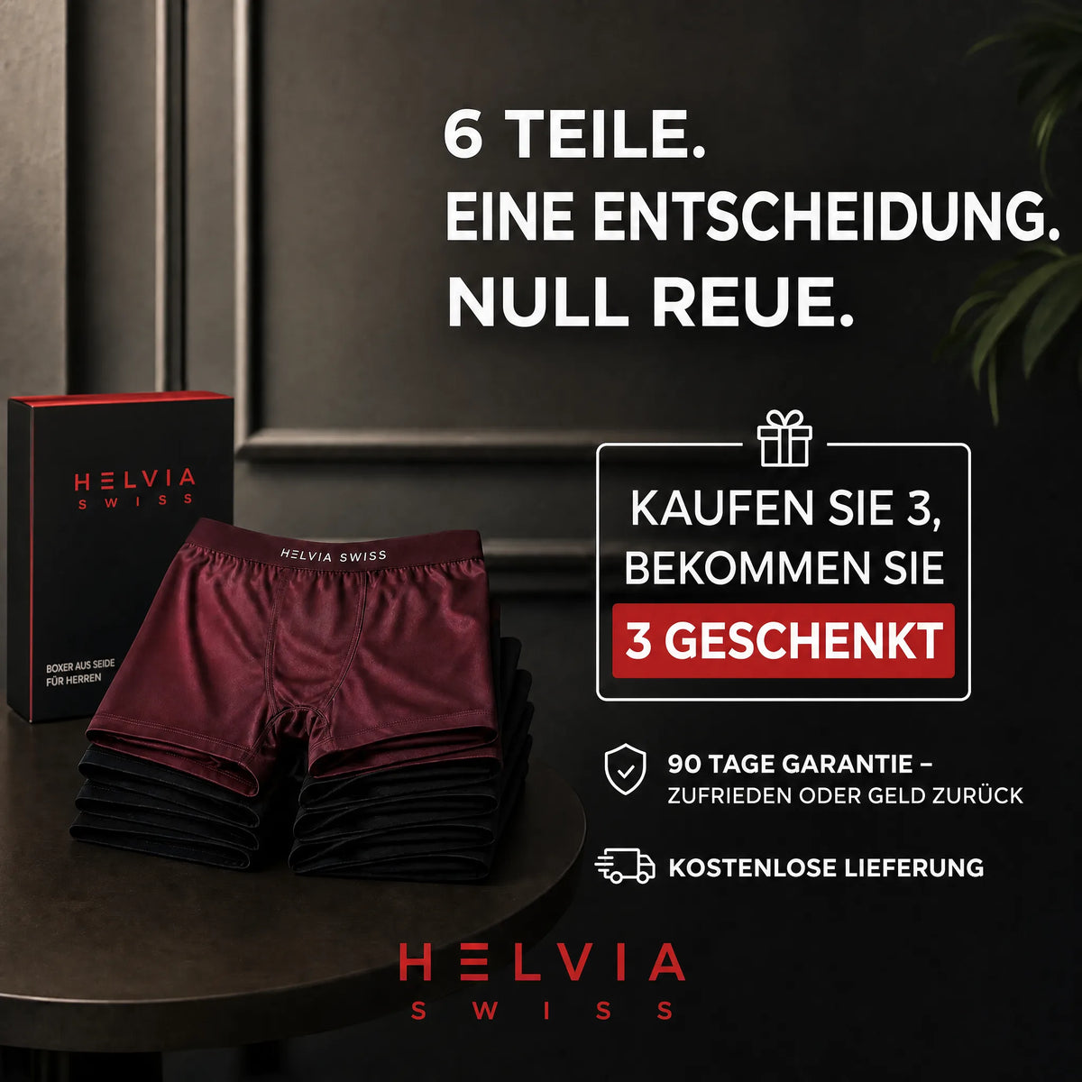Boxer aus Premium-Seide Absoluter Komfort HELVIA SWISS