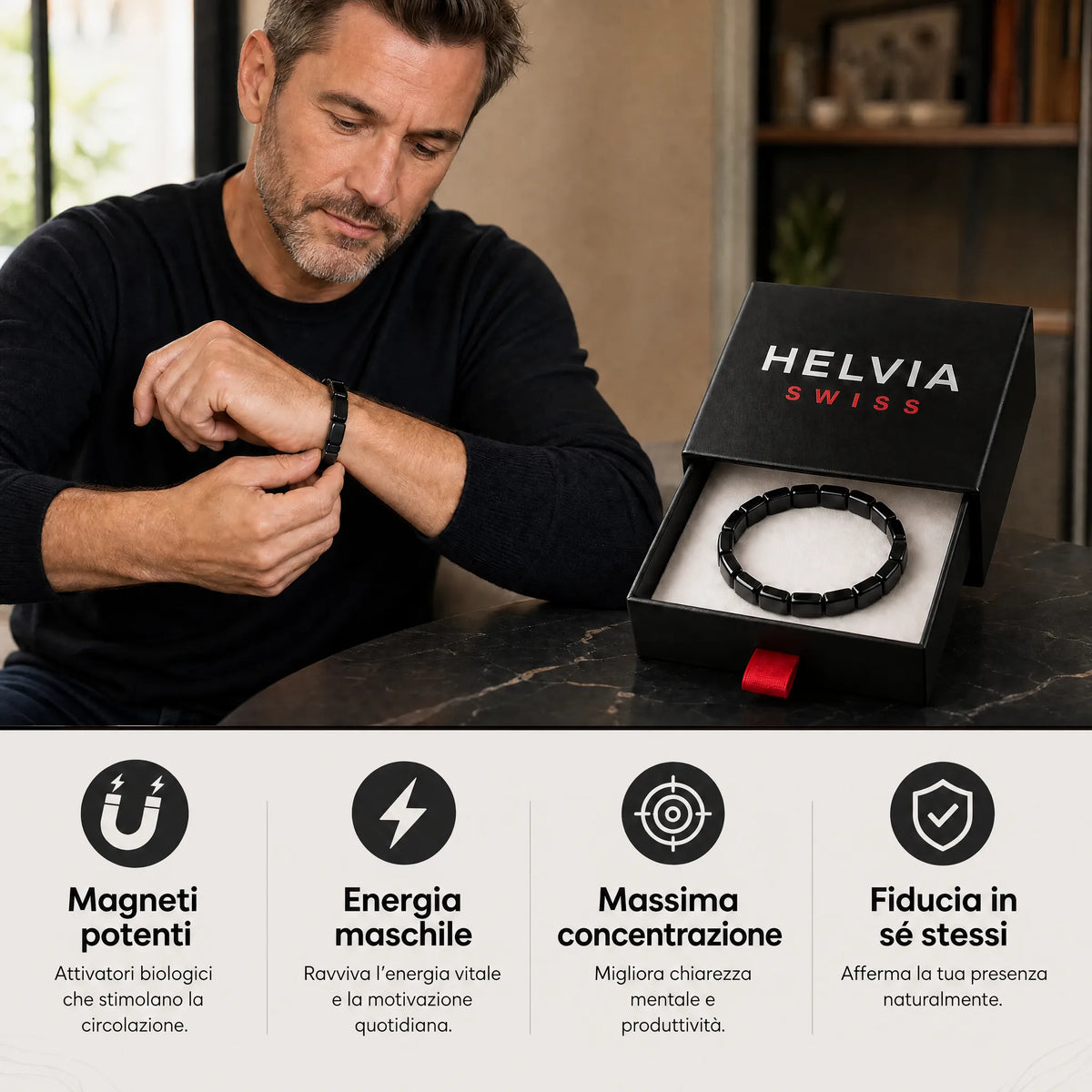 Bracciale Ematite Magnetica - HELVIA SWISS
