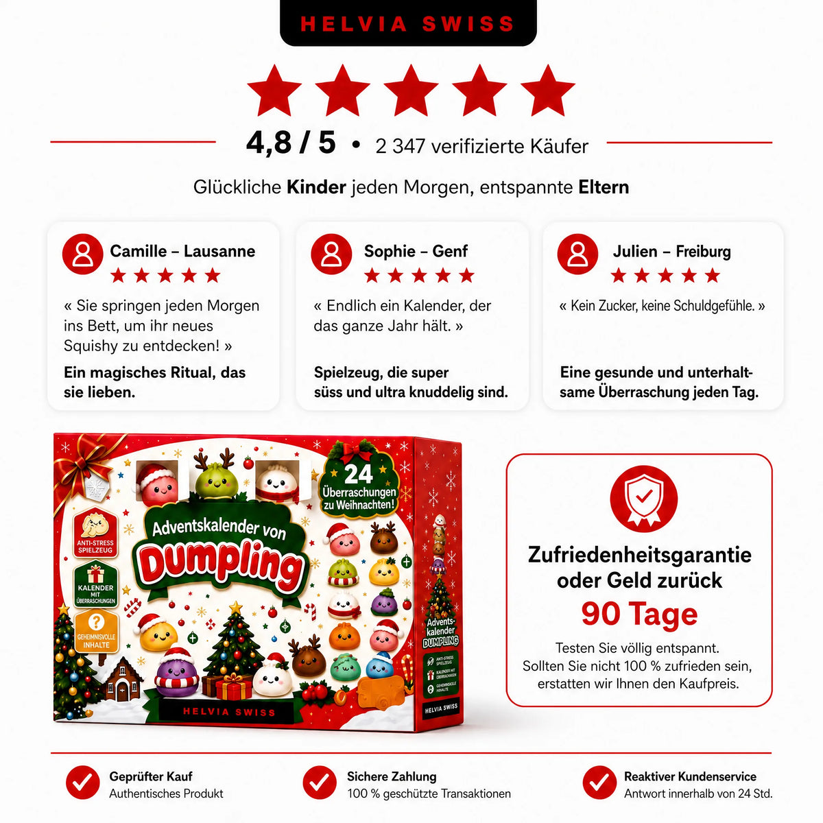 Dumpling Squishy Adventskalender 2026 HELVIA SWISS