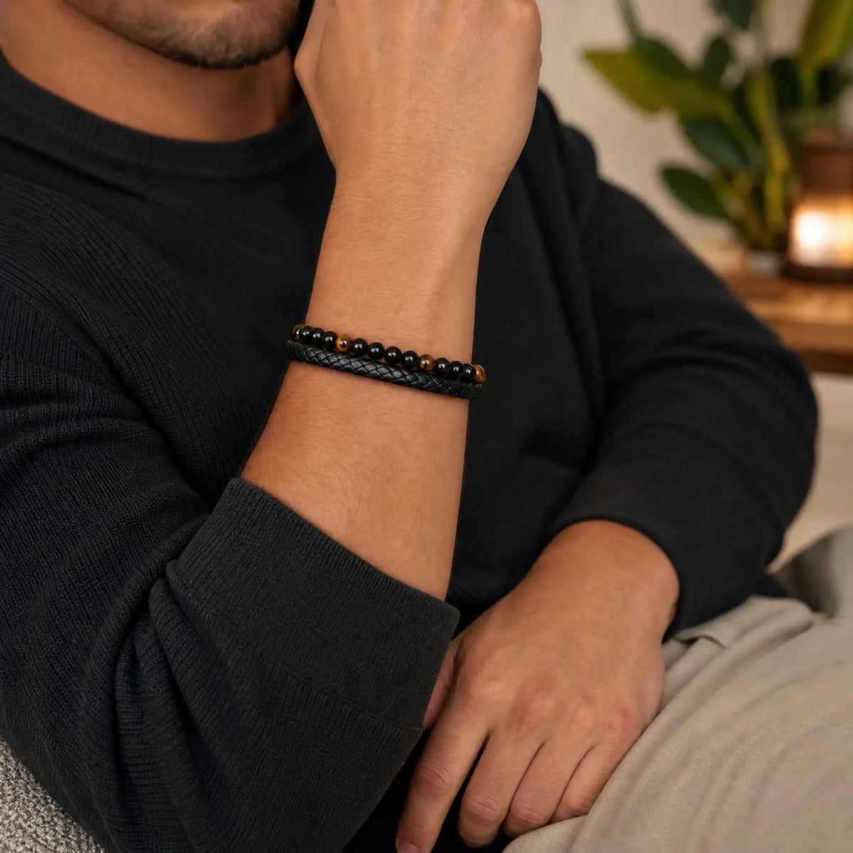 Bracciale Personalizzato Occhio di Tigre « A Mio Figlio » HELVIA SWISS