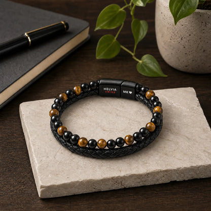 Bracciale Personalizzato Occhio di Tigre « A Mio Figlio » HELVIA SWISS