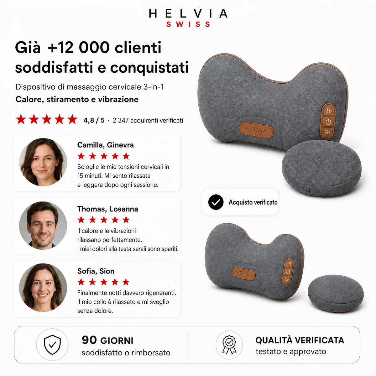 Massaggiatore Cervicale 3-in-1 HELVIA SWISS