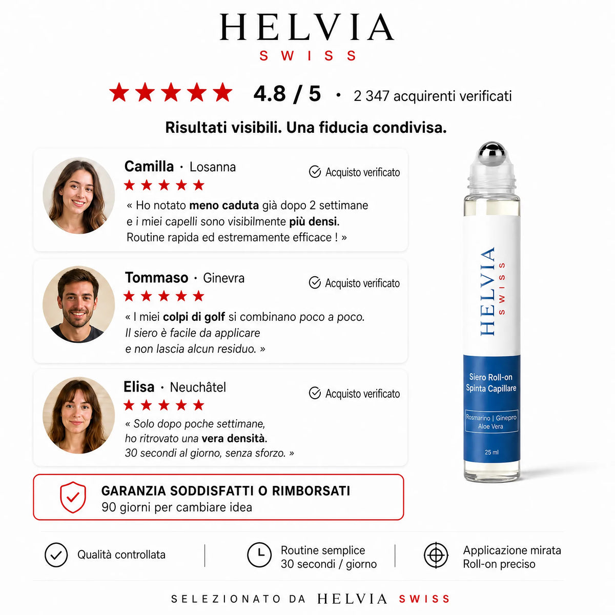 Siero Roll-On Ricrescita Capillare HELVIA SWISS