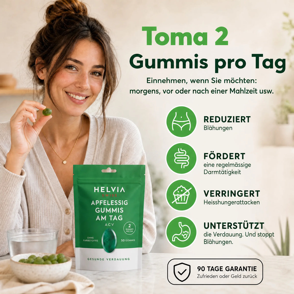 Apfelessig Gummies - Flacher Bauch & Verdauung HELVIA SWISS