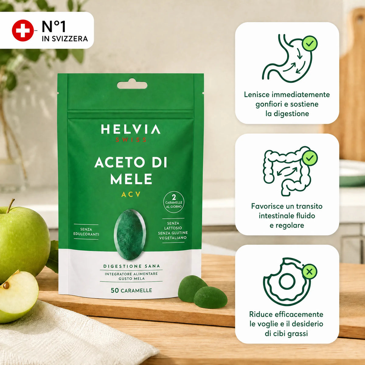 Gummies all'aceto di mele - Pancia Piatta & Digestione HELVIA SWISS