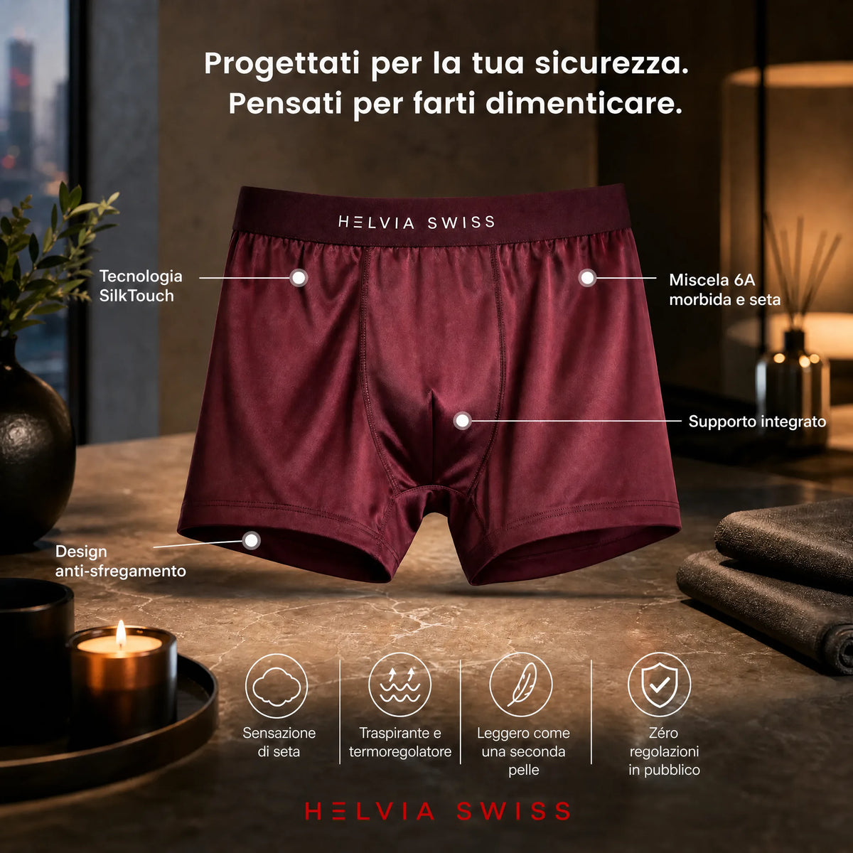 Boxer in Seta Premium Comfort Assoluto HELVIA SWISS