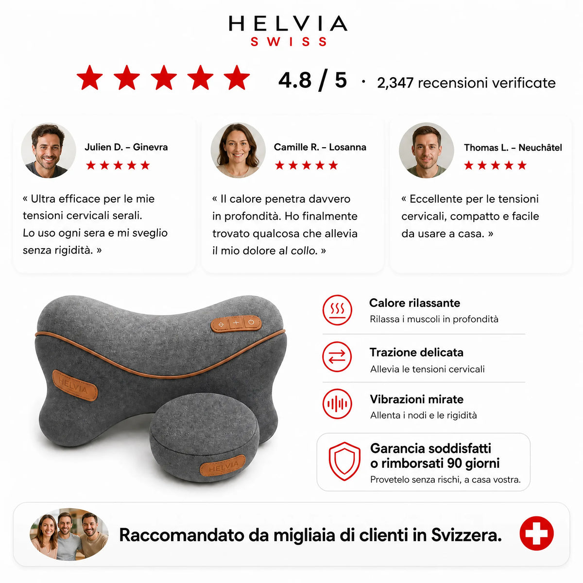 Massaggiatore Cervicale 3-in-1 HELVIA SWISS