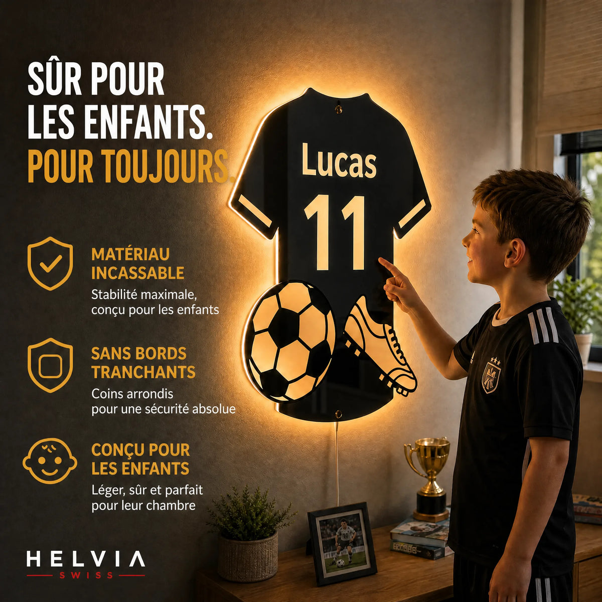 Miroir LED Football Personnalisé HELVIA SWISS