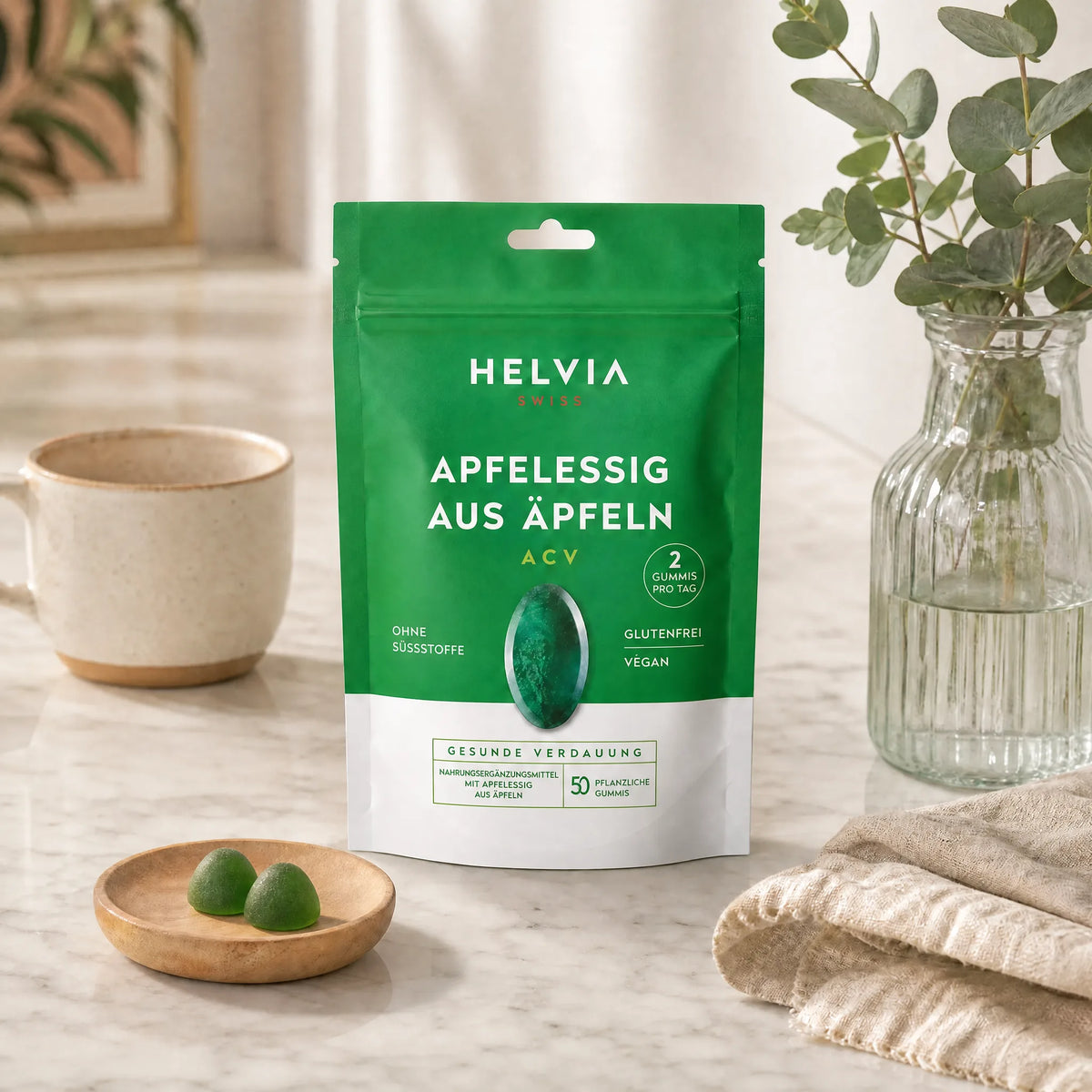 Apfelessig Gummies - Flacher Bauch & Verdauung HELVIA SWISS