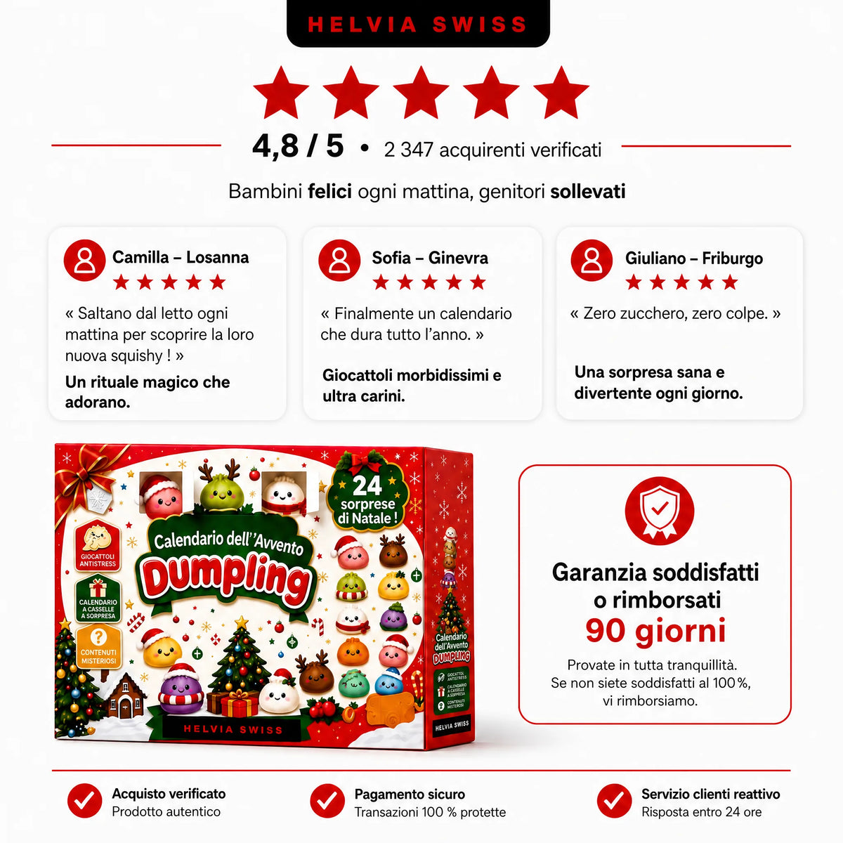 Calendario dell'Avvento Dumpling Squishy 2026 HELVIA SWISS