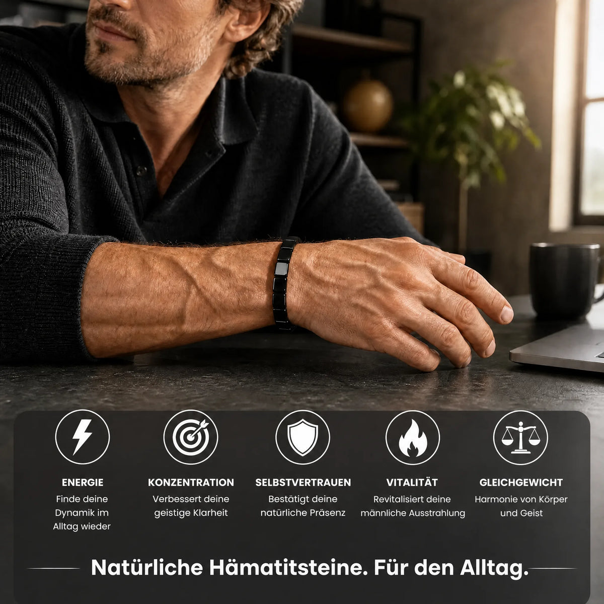Magnetisches Hämatit-Armband - HELVIA SWISS