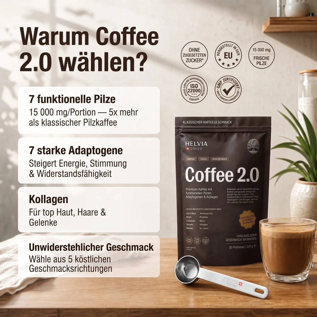 Coffee 2.0 — Kaffee mit Funktionellen Pilzen HELVIA SWISS