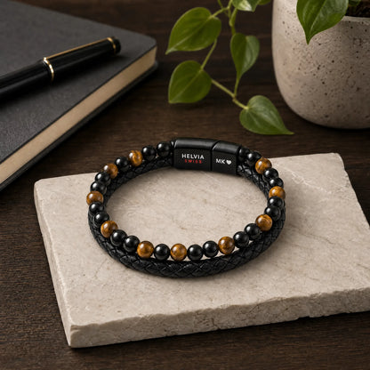 Personalisiertes Tigerauge-Armband „An Meinen Sohn" HELVIA SWISS