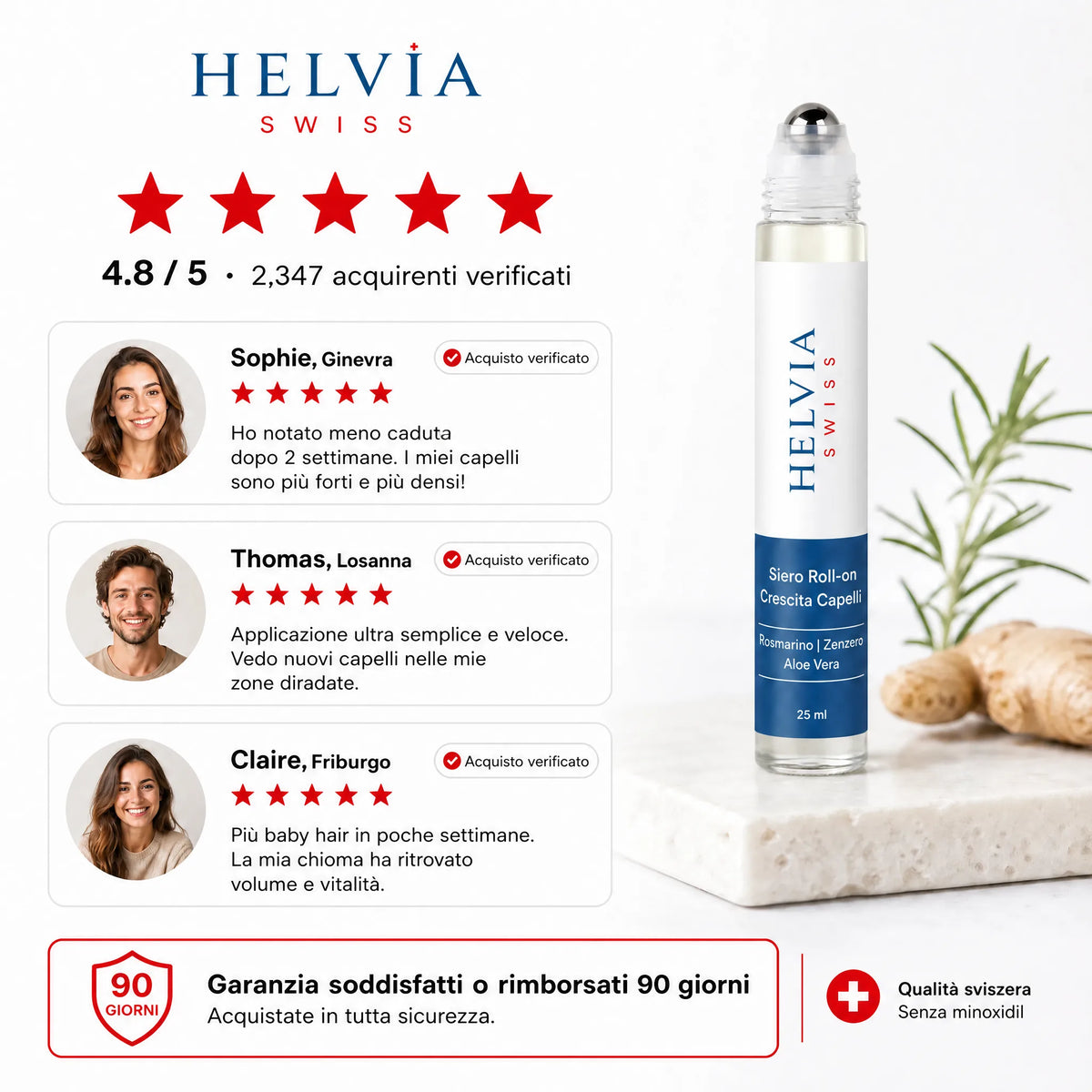 Siero Roll-On Ricrescita Capillare HELVIA SWISS